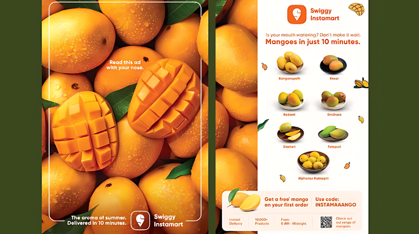 Swiggy Instamart and Havas Media India's Mango-Scented Newspaper Ad