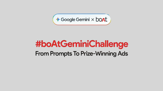 boAt × Gemini launch creator challenge with AI edited Nano Banana print ads